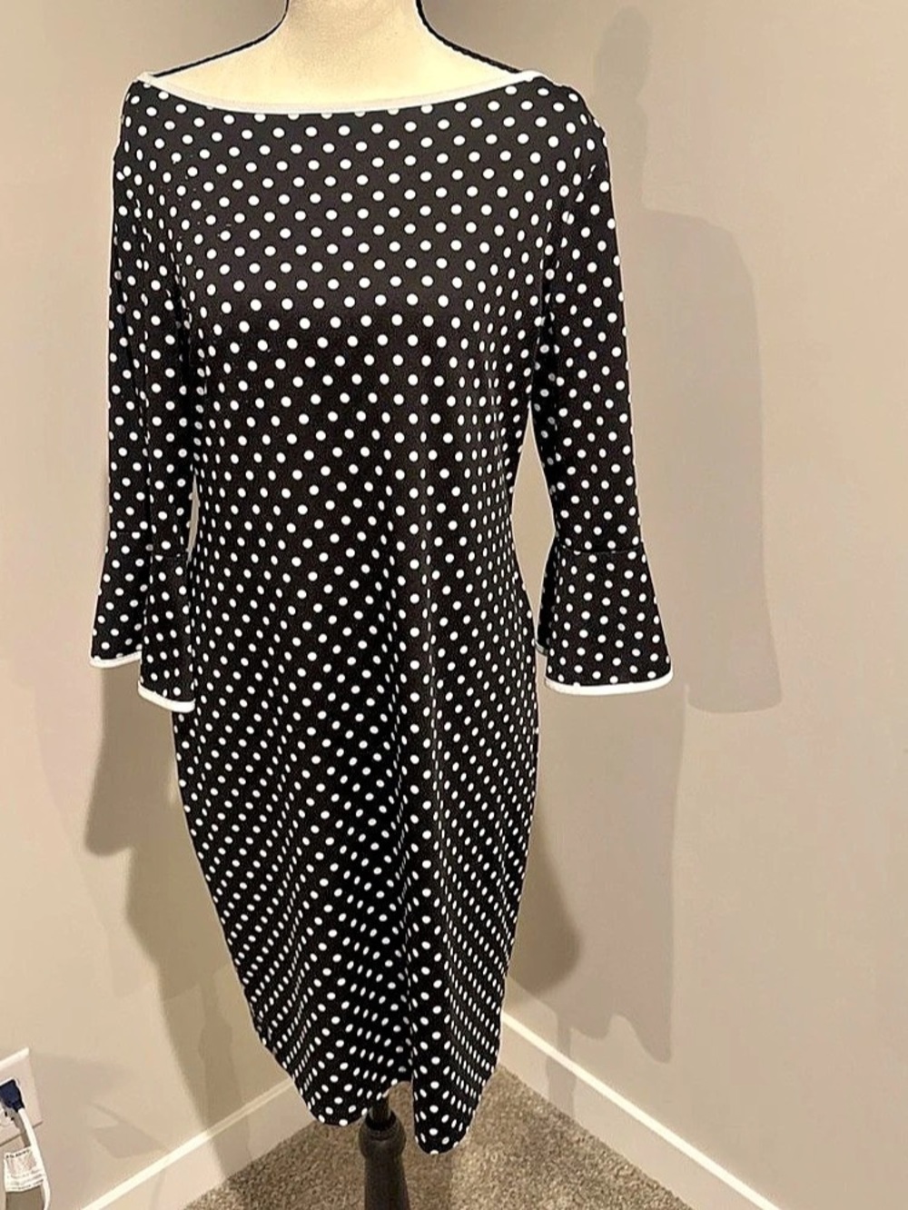 Annalee + Hope Polka Dot Midi Dress in Black & White Size Medium Like New